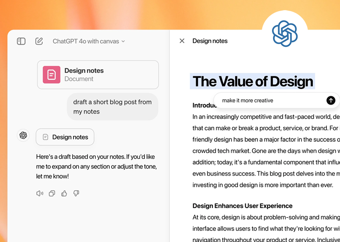 Ενημέρωση - Επαναστατική αναβάθμιση στο ChatGPT: Γνωρίστε το Canvas!